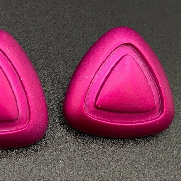 80s Hot Pink Disco Stud Earrings - Picture 9 of 10